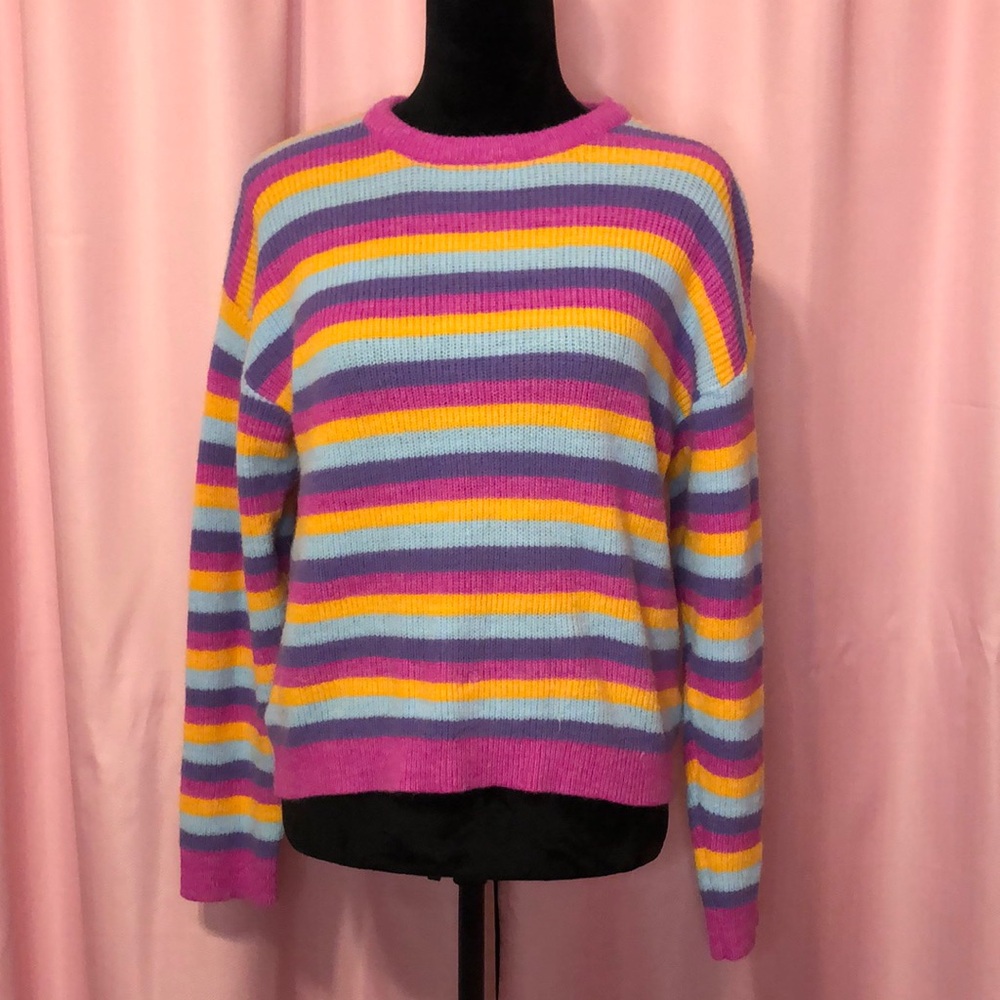 Multicolored Striped Pullover Sweater